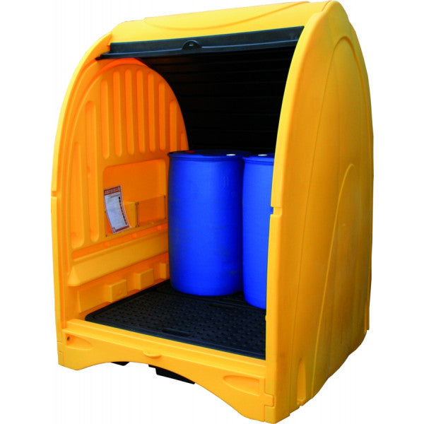 Pallet di contenimento PIG® Essentials per 4 fusti, con copertura rigida