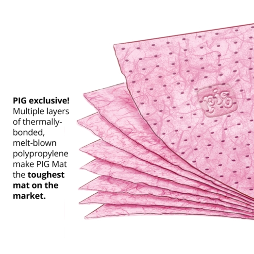 PIG® HazMat Chemical Absorbent Pad - Heavy (25cm x 33cm) with Lab Bench Dispenser 