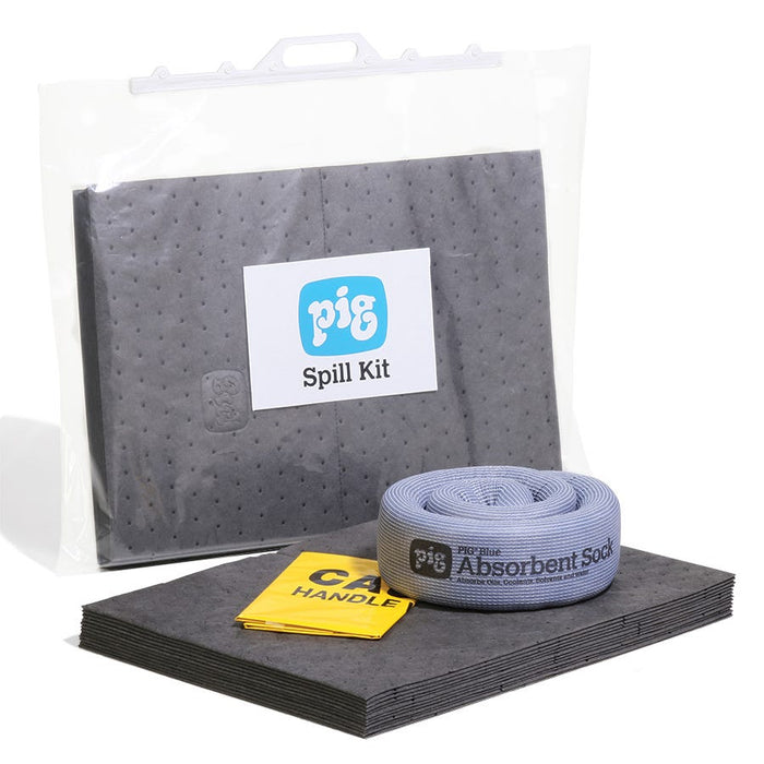 Valigetta con clip di chiusura per kit per fuoriuscite – 51cm L x 10cm W x 38cm H – 12 tamponi (); 1 salsicciotto (4048); 1 sacco per lo smaltimento temporaneo ()