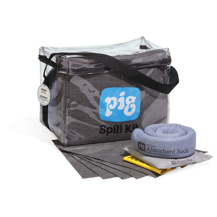 Kit per fuoriuscite in borsa cubica trasparente PIG – 32 cm x 52 cm x 41 cm