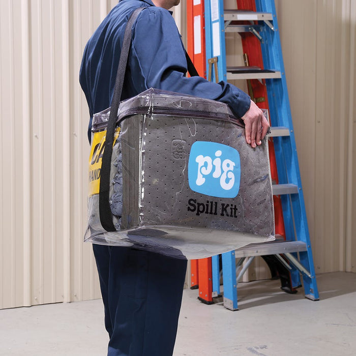 Kit per fuoriuscite in borsa cubica trasparente PIG – 32 cm x 52 cm x 41 cm