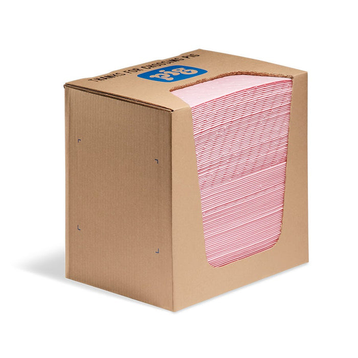PIG HazMat Tappetino assorbente per prodotti chimici in scatola dispenser – 25 cm x 33 cm – 100 Tamponi / scatola dispenser