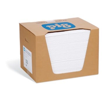 Tamponi bianchi PIG Oil-Only in scatola dispenser – 38 cm x 51 cm – 100 Tamponi / Scatola Dispenser
