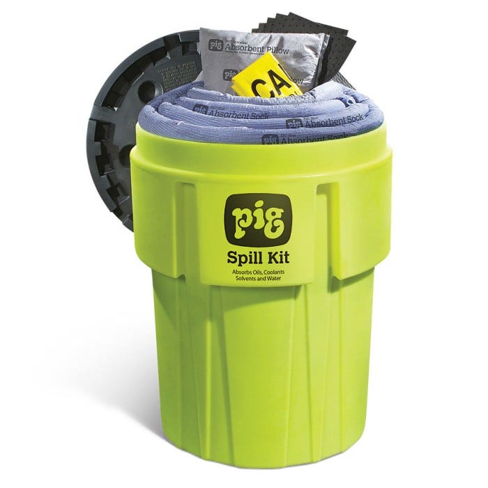 Kit antisversamento PIG in Contenitore da 360 litri ad alta visibilità – diam. est. 81 cm x 105 cm H