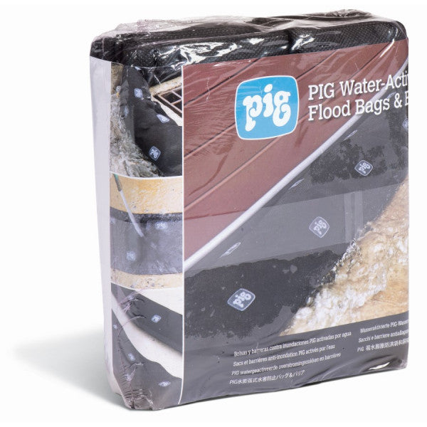 Barriere anti allagamento PIG attivate dall'acqua – 21,6cm x 305cm x 6,4mm – 8/sacco